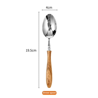Eco-Friendly Wooden & Stainless Steel Dinnerware Set