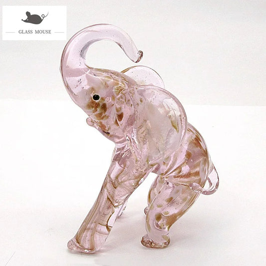 Glass elephant figurine on a white background with 'Glass Mouse' branding.