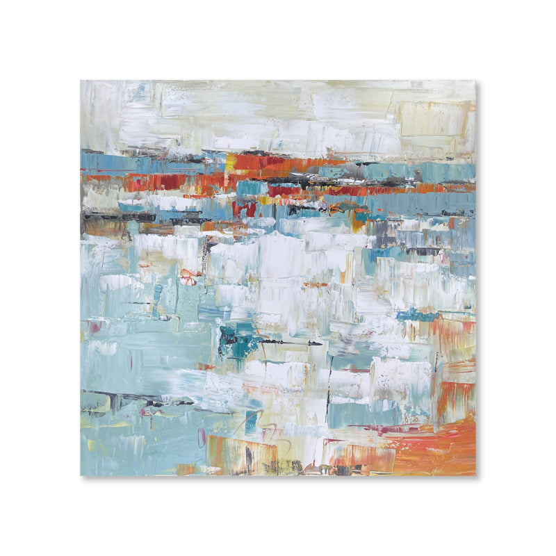 Abstract painting with a mix of colors on a white background
