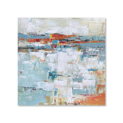 Abstract painting with a mix of colors on a white background