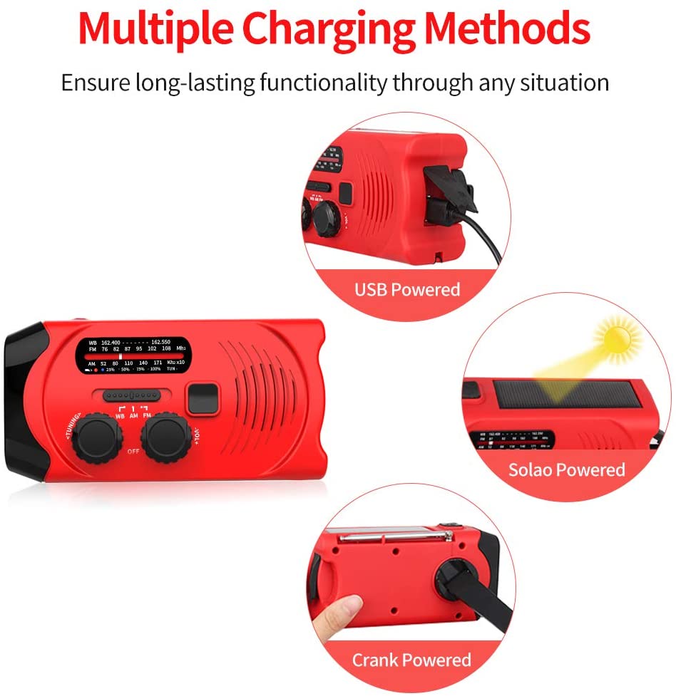 Red power station with multiple charging methods on a white background