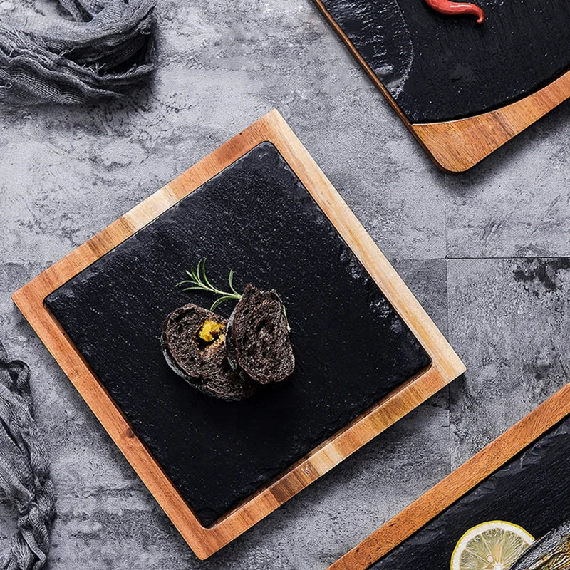 Japanese Slate & Wood Dinner Platter