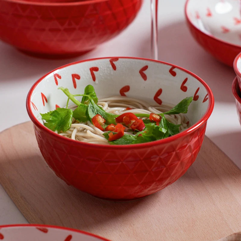Modern Porcelain Dinnerware with Playful Heart Pattern