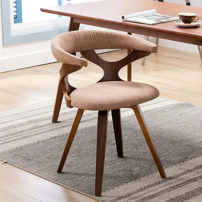 Nordic Solid Wood Dining Chair with 360° Swivel and Fabric Cushion