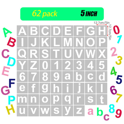 62-Piece Letter & Number Stencils – Reusable Alphabet Templates for DIY Painting