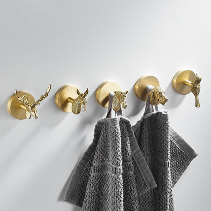 Brushed Gold Animal Wall Hooks