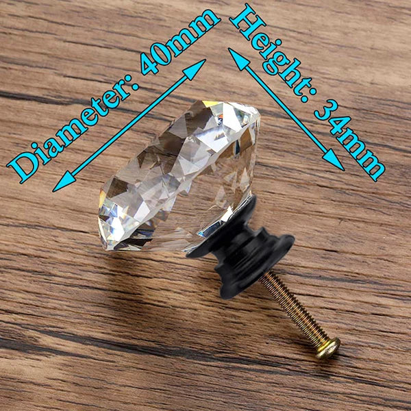 KAK Faceted Crystal Glass Cabinet Knobs