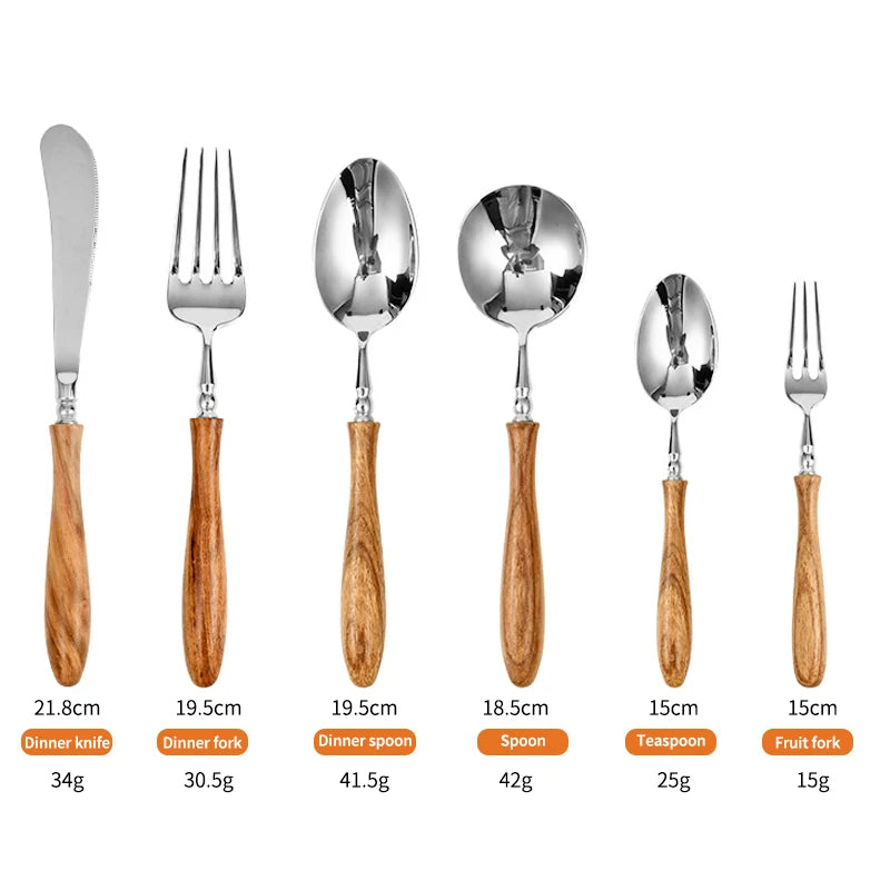 Eco-Friendly Wooden & Stainless Steel Dinnerware Set
