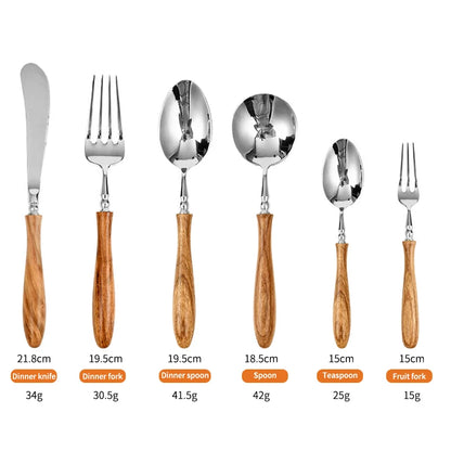 Eco-Friendly Wooden & Stainless Steel Dinnerware Set