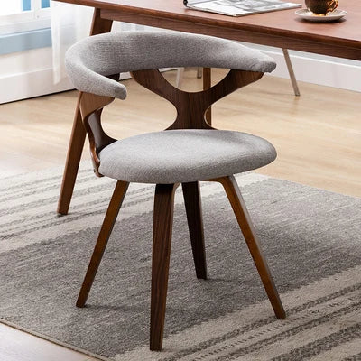 Nordic Solid Wood Dining Chair with 360° Swivel and Fabric Cushion