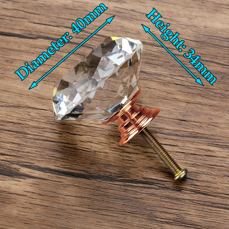KAK Faceted Crystal Glass Cabinet Knobs
