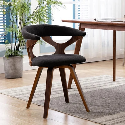 Nordic Solid Wood Dining Chair with 360° Swivel and Fabric Cushion