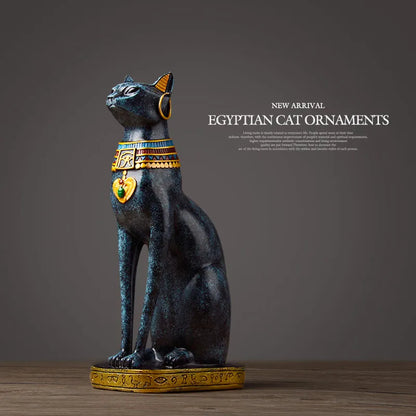 Hand-Painted Pharaoh Cat Statue for Living Room Ornaments
