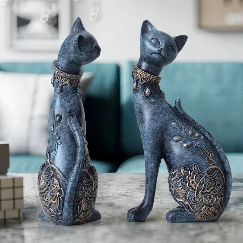 Decorative Resin Cat Figurine – European-Inspired Home Accent