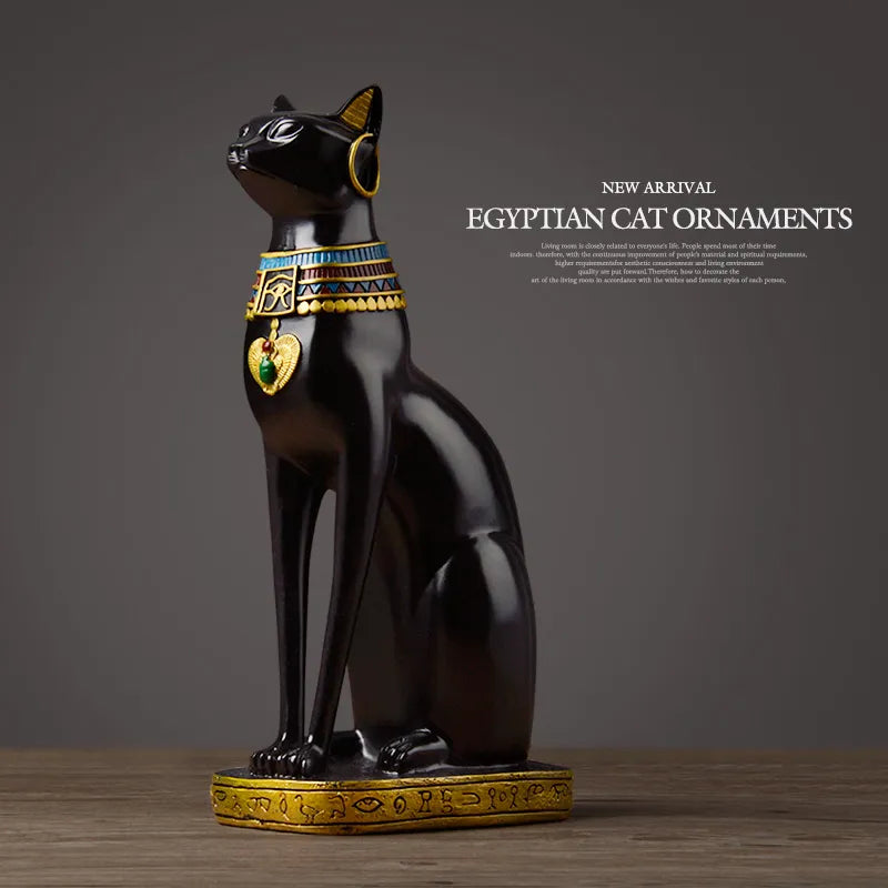 Hand-Painted Pharaoh Cat Statue for Living Room Ornaments