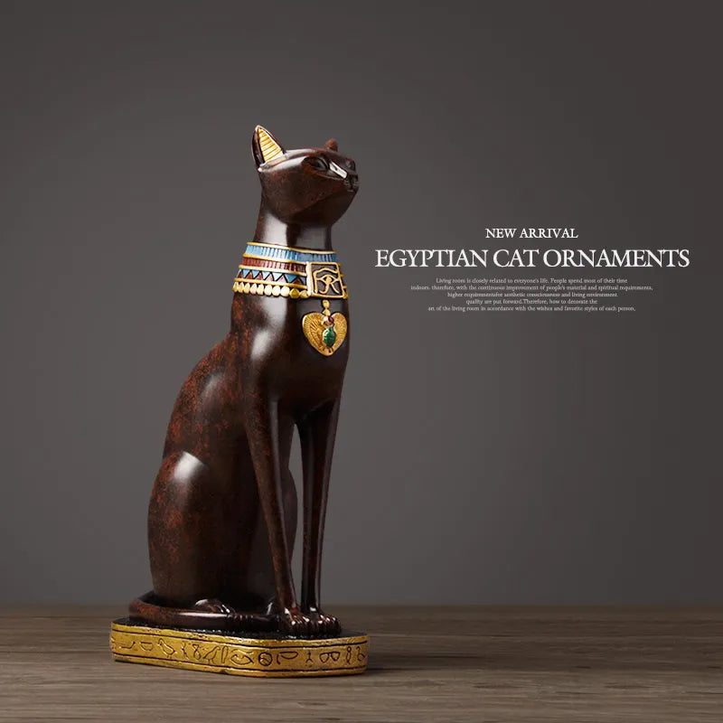 Hand-Painted Pharaoh Cat Statue for Living Room Ornaments