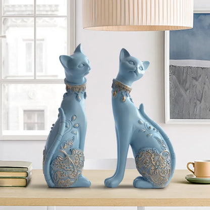 Decorative Resin Cat Figurine – European-Inspired Home Accent