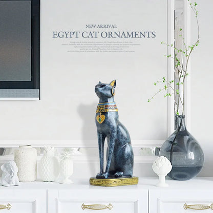 Hand-Painted Pharaoh Cat Statue for Living Room Ornaments