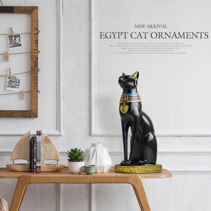 Hand-Painted Pharaoh Cat Statue for Living Room Ornaments