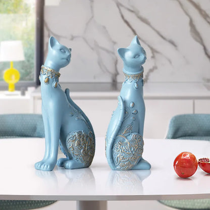 Decorative Resin Cat Figurine – European-Inspired Home Accent