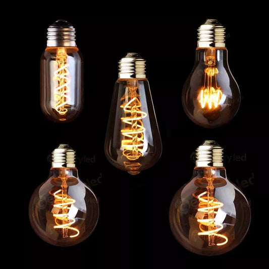 Retro Gold Spiral - Vintage Edison Bulb with Gold Tint - 20,000 Hour Life