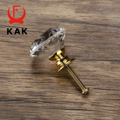 KAK Faceted Crystal Glass Cabinet Knobs