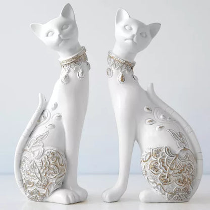 Decorative Resin Cat Figurine – European-Inspired Home Accent