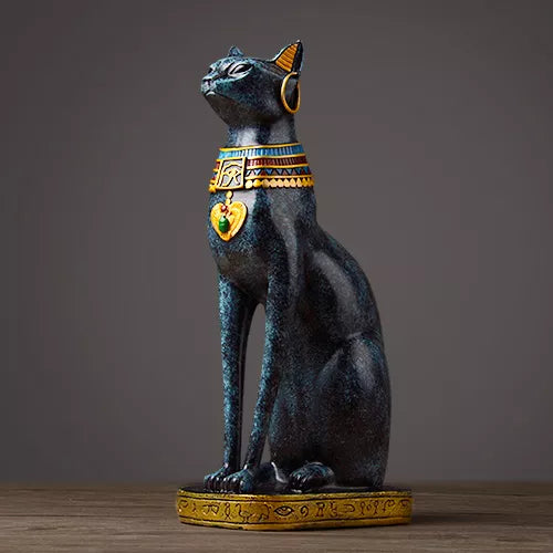 Hand-Painted Pharaoh Cat Statue for Living Room Ornaments