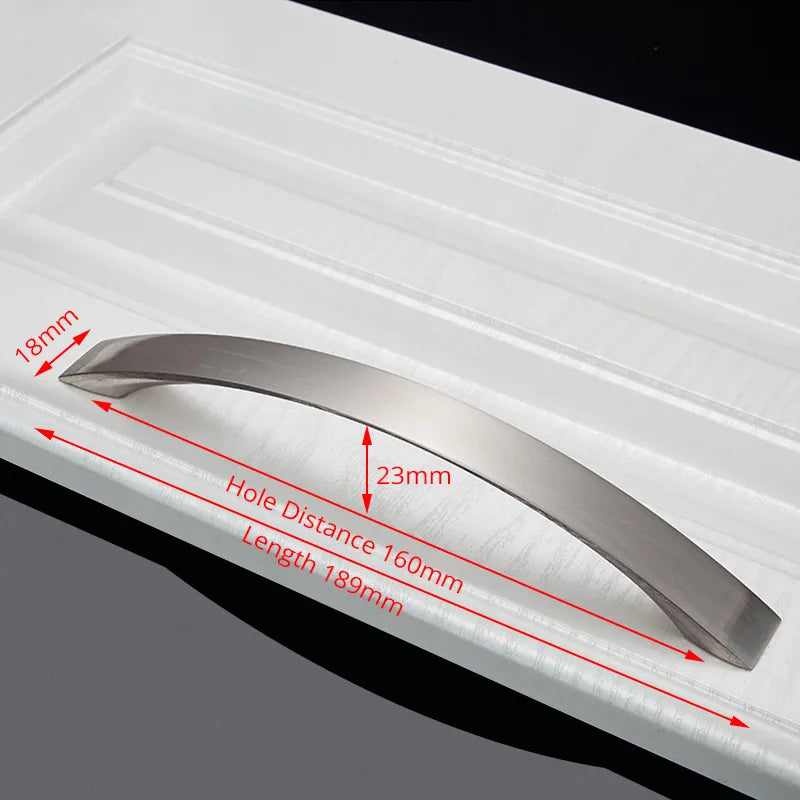 Brushed Silver Curved Cabinet & Drawer Handles