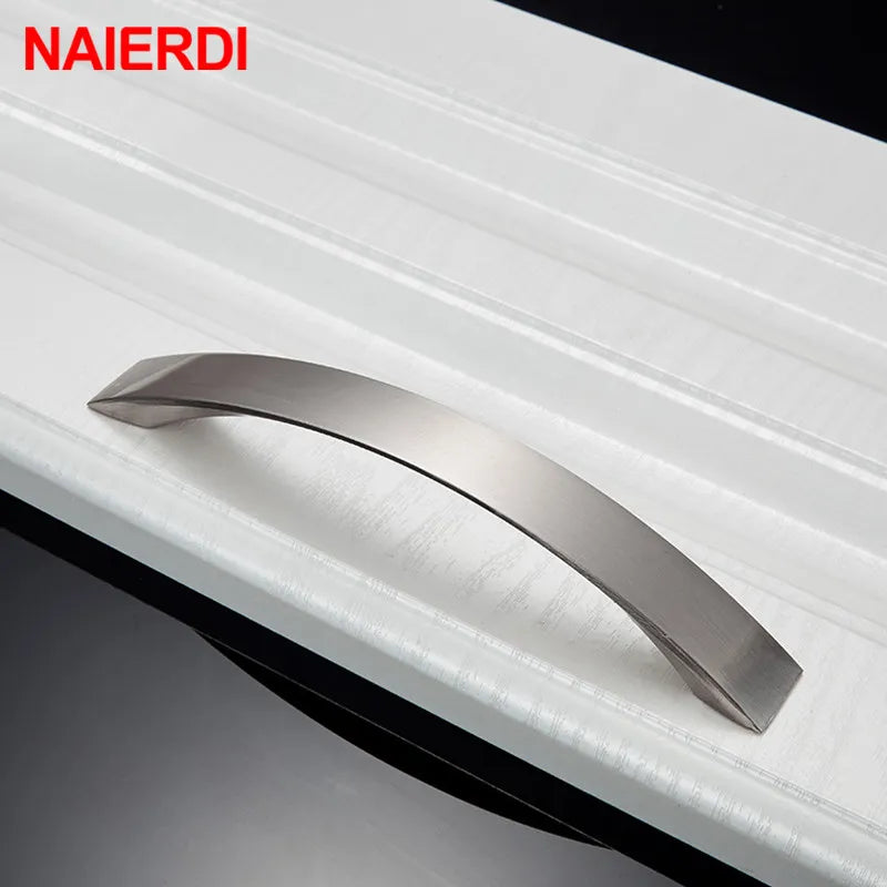 Brushed Silver Curved Cabinet & Drawer Handles