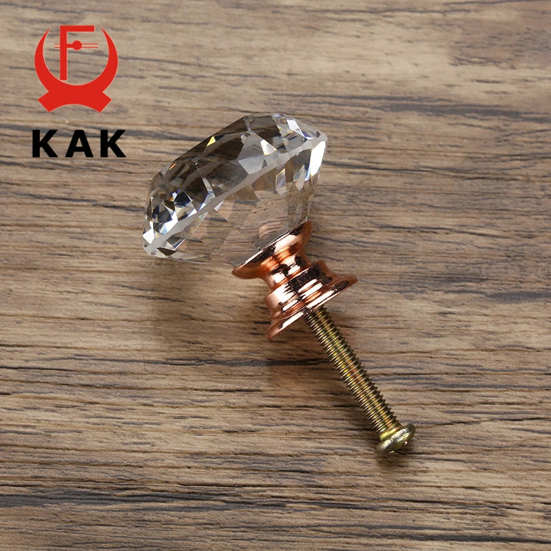 KAK Faceted Crystal Glass Cabinet Knobs