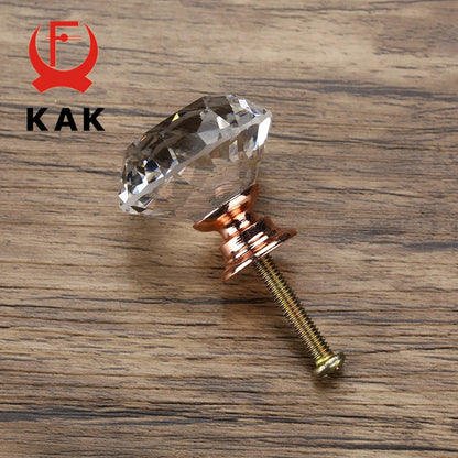 KAK Faceted Crystal Glass Cabinet Knobs