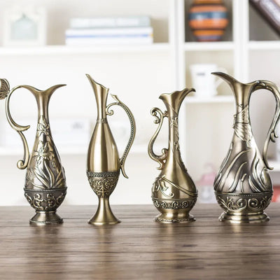 Antique-Inspired European Metal Vase with Victorian & Art Nouveau Detailing