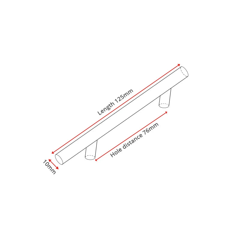 Brushed Stainless Steel T-Bar Cabinet Pulls – 2" to 24"