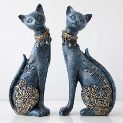 Decorative Resin Cat Figurine – European-Inspired Home Accent