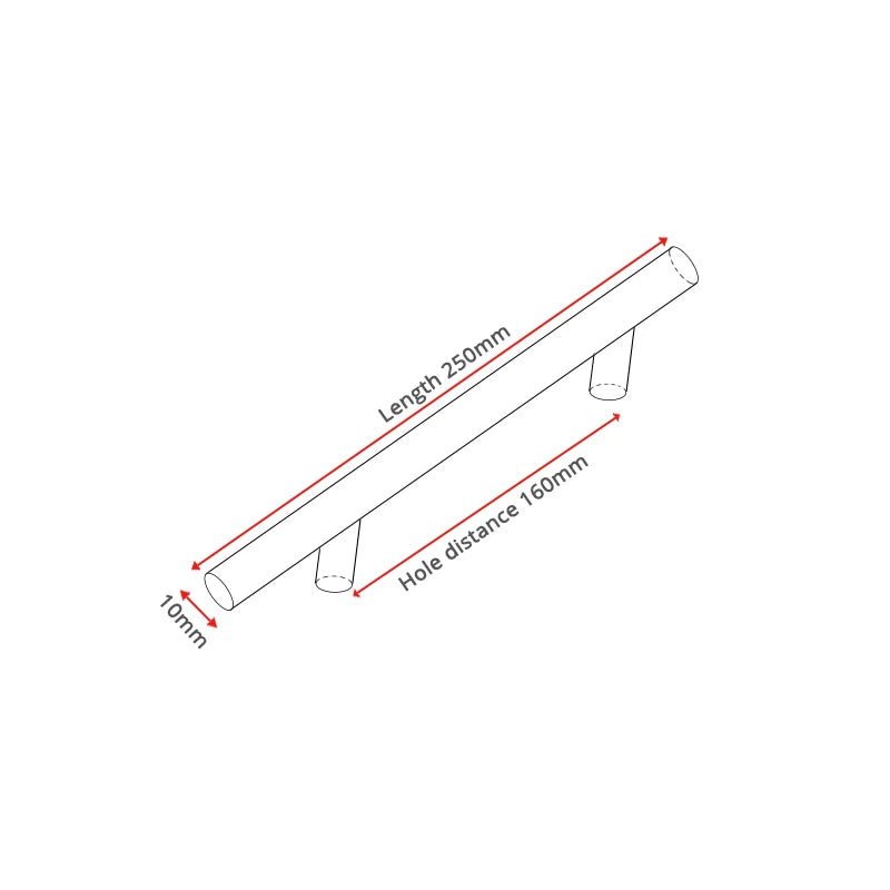 Brushed Stainless Steel T-Bar Cabinet Pulls – 2" to 24"