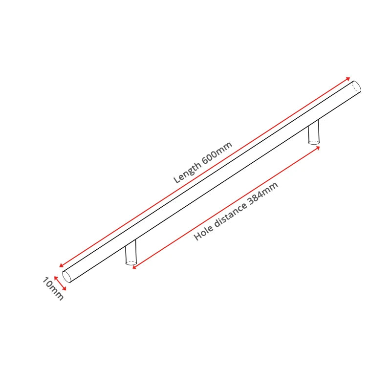 Brushed Stainless Steel T-Bar Cabinet Pulls – 2" to 24"
