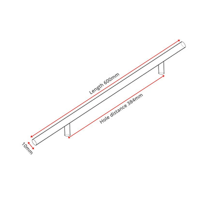 Brushed Stainless Steel T-Bar Cabinet Pulls – 2" to 24"