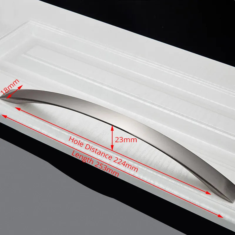 Brushed Silver Curved Cabinet & Drawer Handles