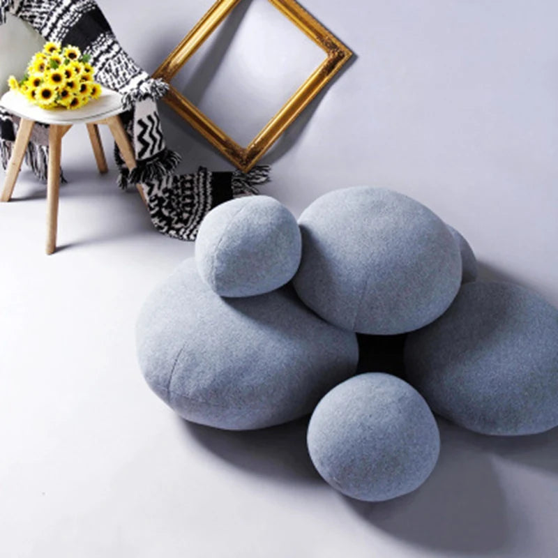 Modern Patchwork Stone Throw Pillow with Cotton Fill