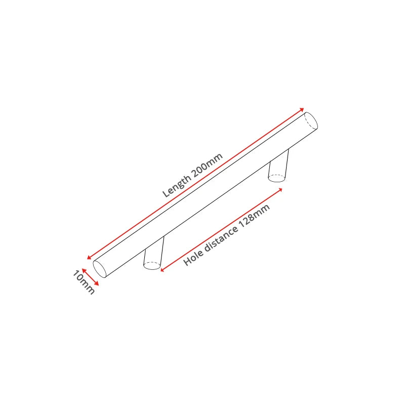 Brushed Stainless Steel T-Bar Cabinet Pulls – 2" to 24"