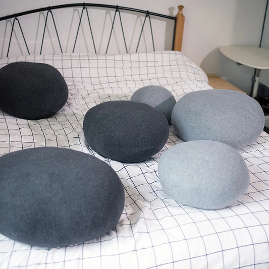 Modern Patchwork Stone Throw Pillow with Cotton Fill
