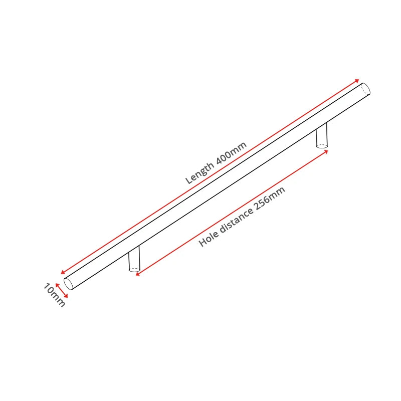 Brushed Stainless Steel T-Bar Cabinet Pulls – 2" to 24"