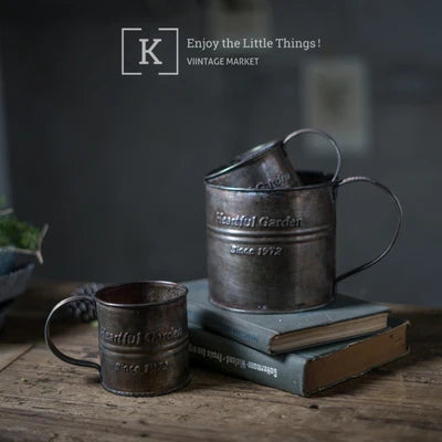 Old English Print Antique Metal Flower Vase