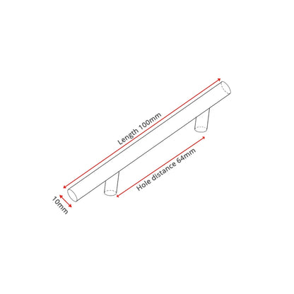 Brushed Stainless Steel T-Bar Cabinet Pulls – 2" to 24"