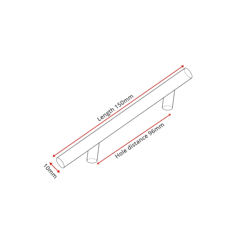 Brushed Stainless Steel T-Bar Cabinet Pulls – 2" to 24"