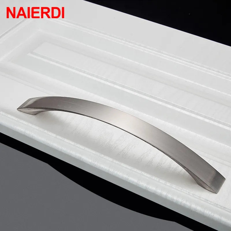 Brushed Silver Curved Cabinet & Drawer Handles