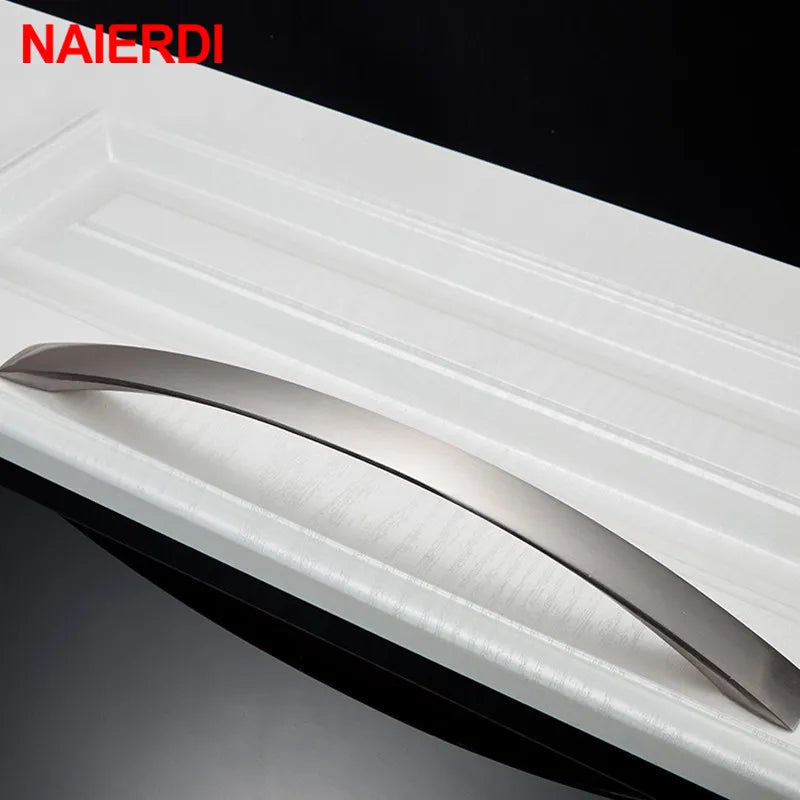 Brushed Silver Curved Cabinet & Drawer Handles