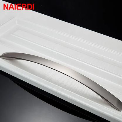 Brushed Silver Curved Cabinet & Drawer Handles