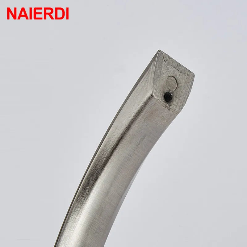 Brushed Silver Curved Cabinet & Drawer Handles